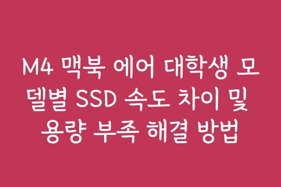 M4 맥북 에어 대학생 모델별 SSD 속도 차이 및 용량 부족 해결 방법