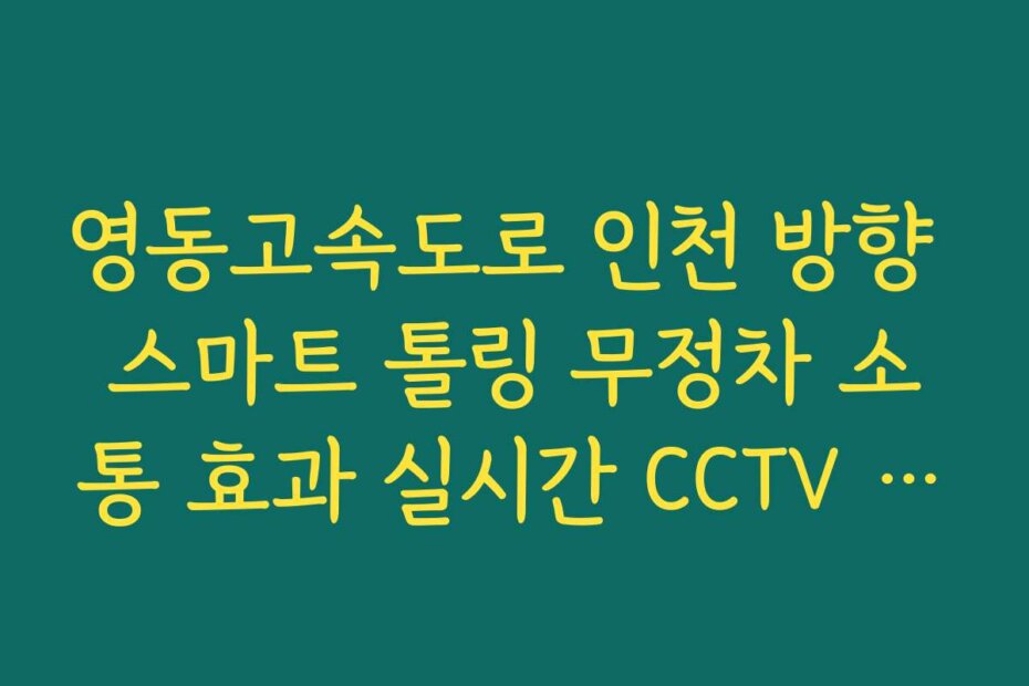 영동고속도로 인천 방향 스마트 톨링 무정차 소통 효과 실시간 CCTV 확인