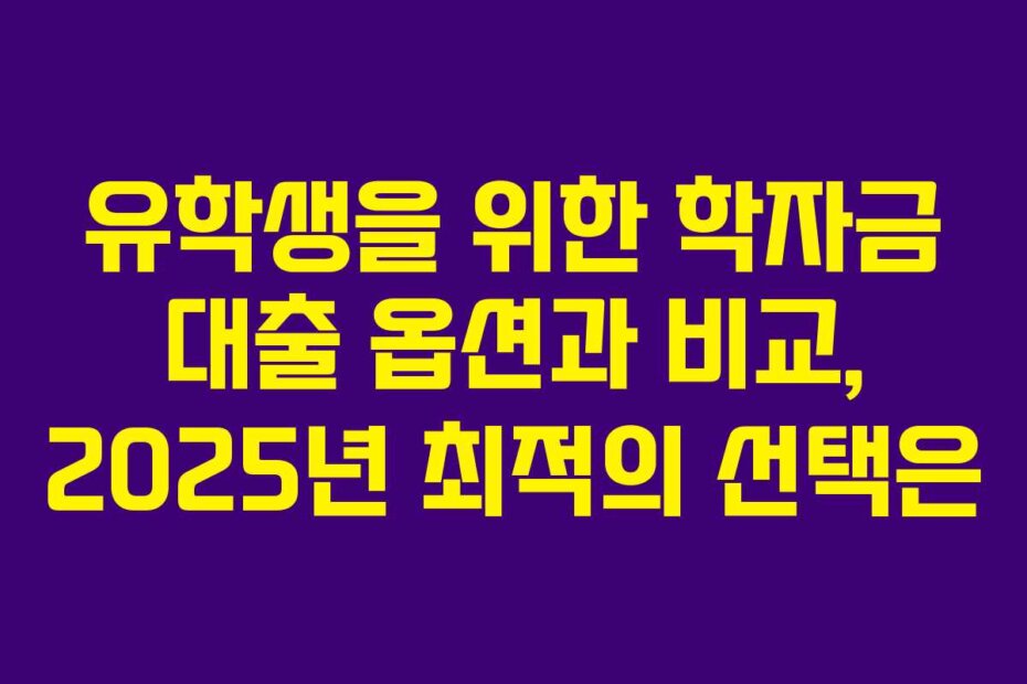 유학생을 위한 학자금 대출 옵션과 비교, 2025년 최적의 선택은