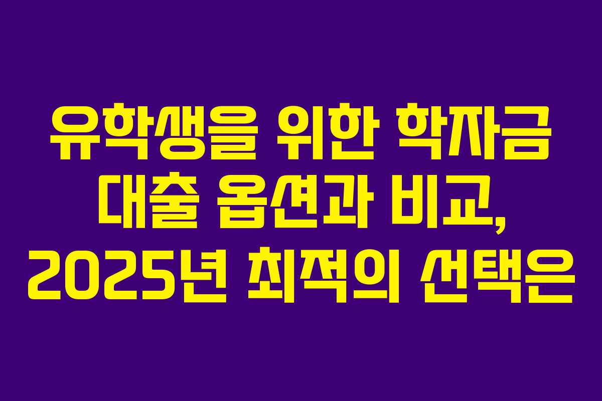 유학생을 위한 학자금 대출 옵션과 비교, 2025년 최적의 선택은