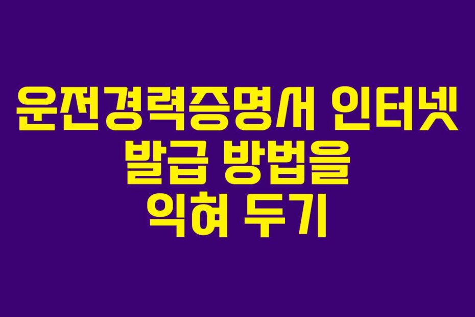 운전경력증명서 인터넷 발급 방법을 익혀 두기