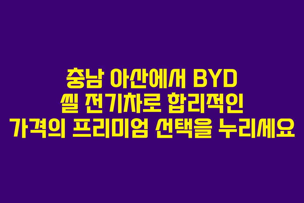 충남 아산에서 BYD 씰 전기차로 합리적인 가격의 프리미엄 선택을 누리세요