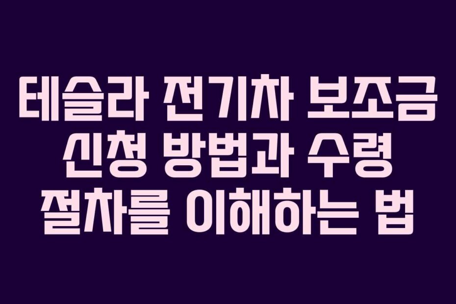 테슬라 전기차 보조금 신청 방법과 수령 절차를 이해하는 법