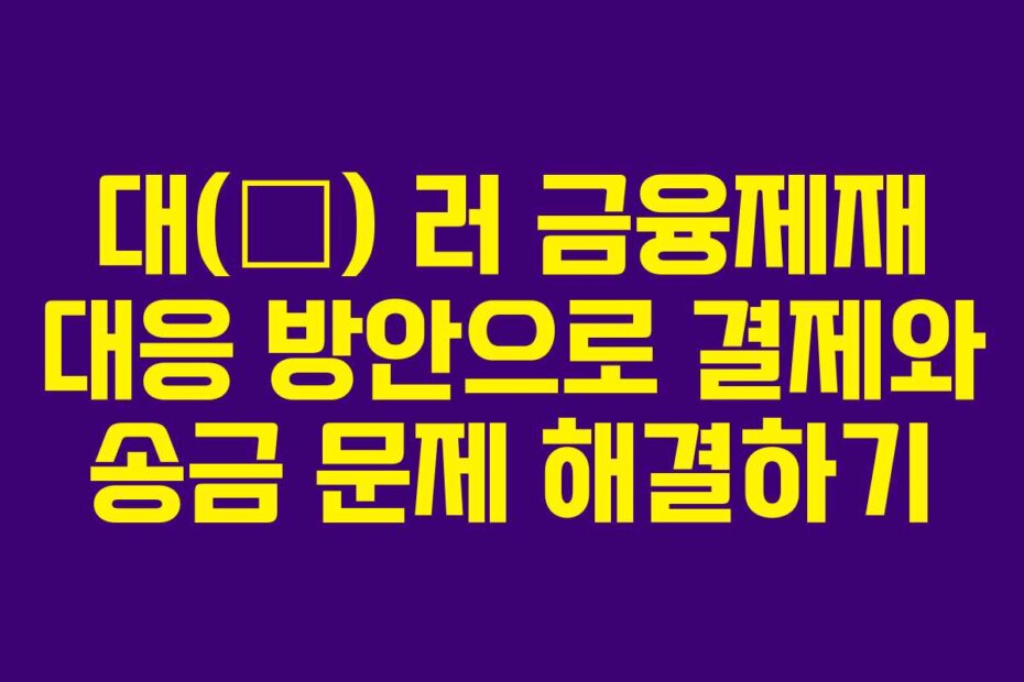 대(對) 러 금융제재 대응 방안으로 결제와 송금 문제 해결하기