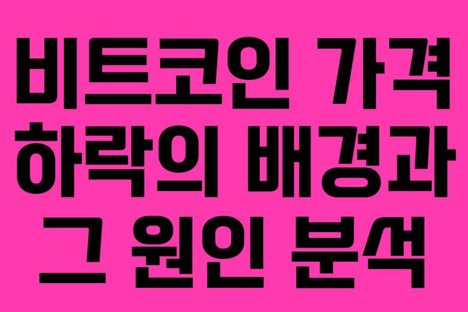 비트코인 가격 하락의 배경과 그 원인 분석