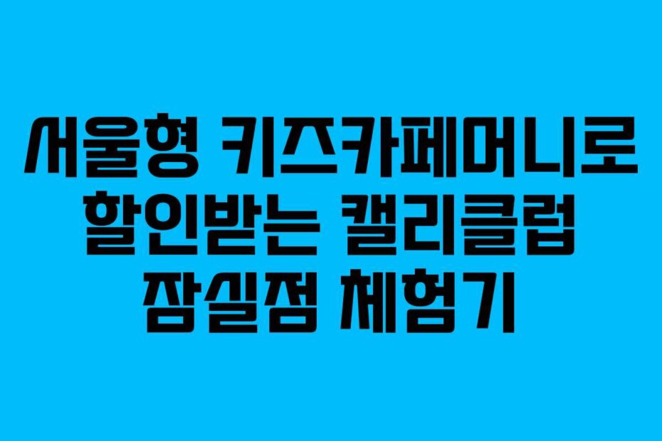 서울형 키즈카페머니로 할인받는 캘리클럽 잠실점 체험기