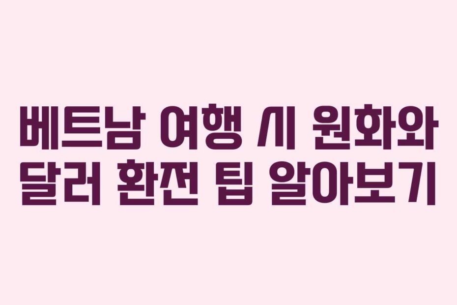 베트남 여행 시 원화와 달러 환전 팁 알아보기