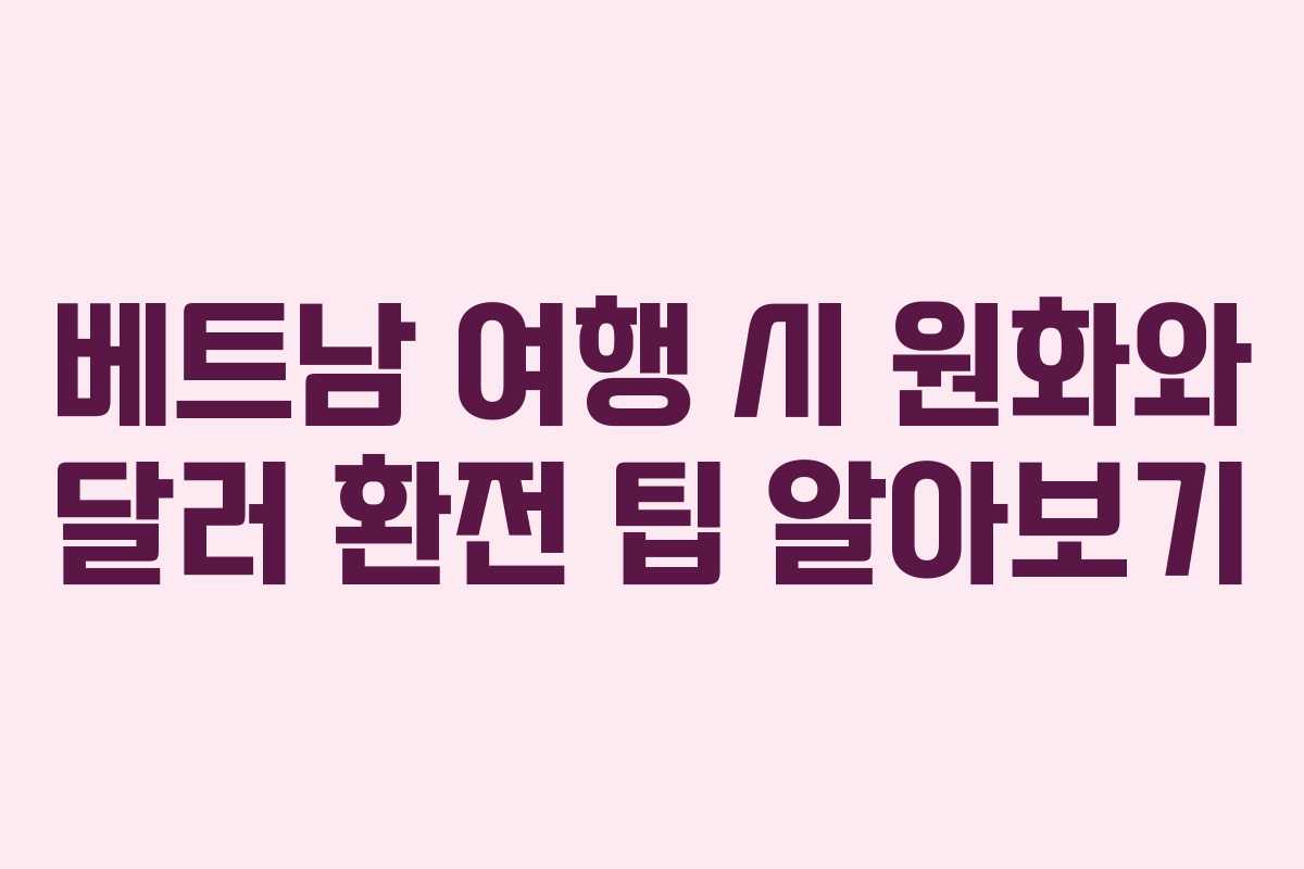 베트남 여행 시 원화와 달러 환전 팁 알아보기