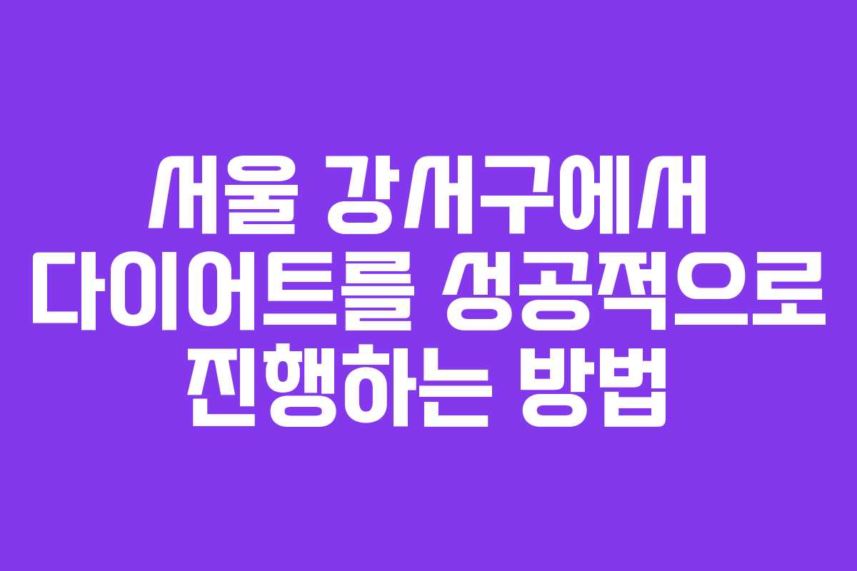 서울 강서구에서 다이어트를 성공적으로 진행하는 방법