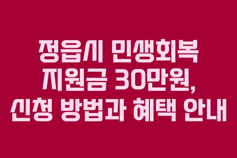 정읍시 민생회복 지원금 30만원, 신청 방법과 혜택 안내