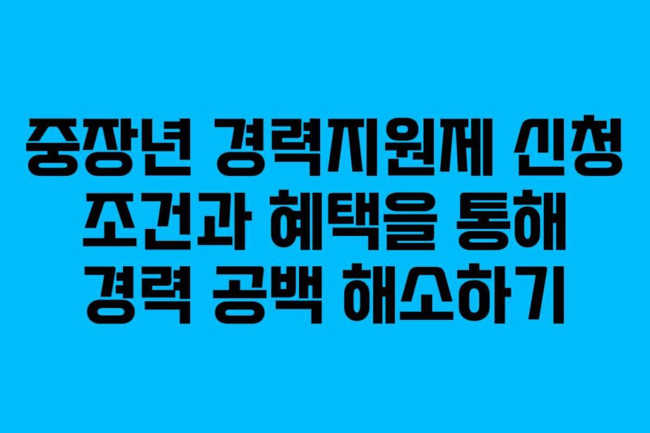 중장년 경력지원제 신청 조건과 혜택을 통해 경력 공백 해소하기