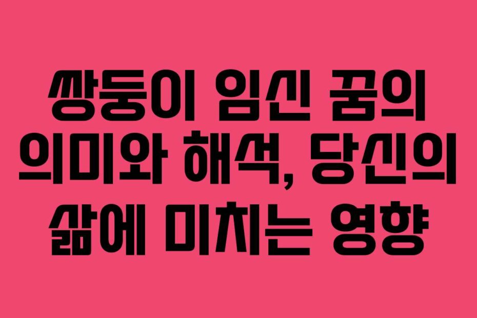 쌍둥이 임신 꿈의 의미와 해석, 당신의 삶에 미치는 영향