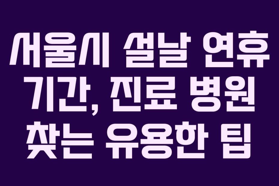 서울시 설날 연휴 기간, 진료 병원 찾는 유용한 팁