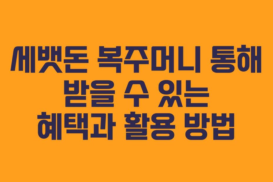 세뱃돈 복주머니 통해 받을 수 있는 혜택과 활용 방법