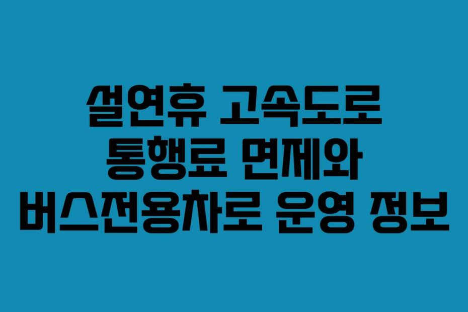설연휴 고속도로 통행료 면제와 버스전용차로 운영 정보