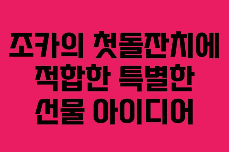 조카의 첫돌잔치에 적합한 특별한 선물 아이디어