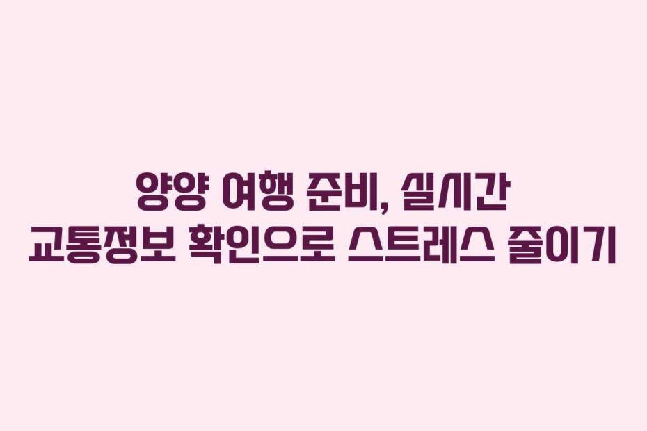 양양 여행 준비, 실시간 교통정보 확인으로 스트레스 줄이기