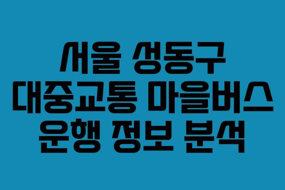 서울 성동구 대중교통 마을버스 운행 정보 분석