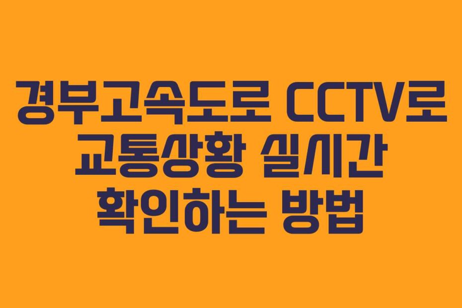 경부고속도로 CCTV로 교통상황 실시간 확인하는 방법