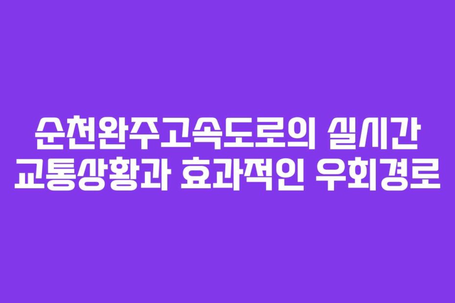순천완주고속도로의 실시간 교통상황과 효과적인 우회경로