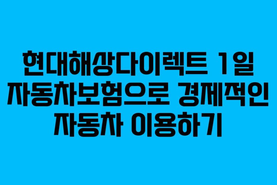 현대해상다이렉트 1일 자동차보험으로 경제적인 자동차 이용하기