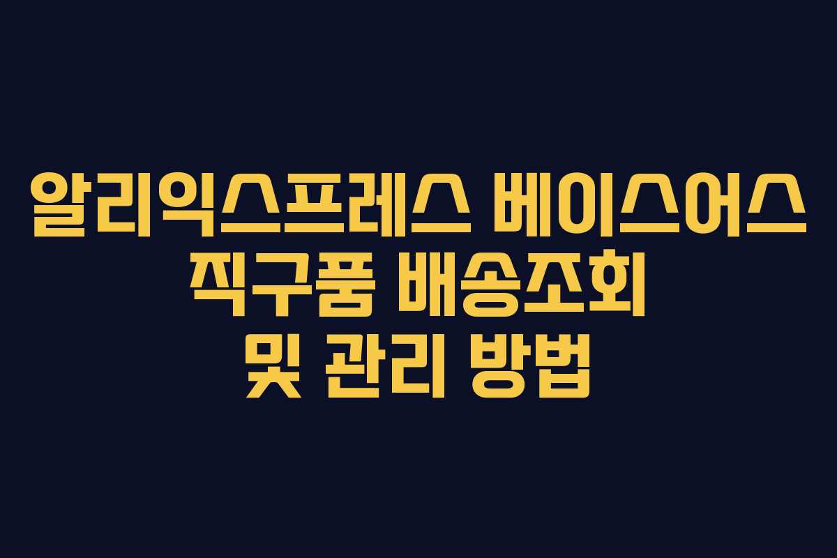 알리익스프레스 베이스어스 직구품 배송조회 및 관리 방법