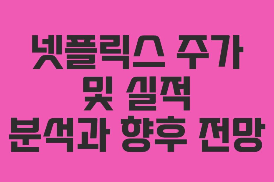 넷플릭스 주가 및 실적 분석과 향후 전망