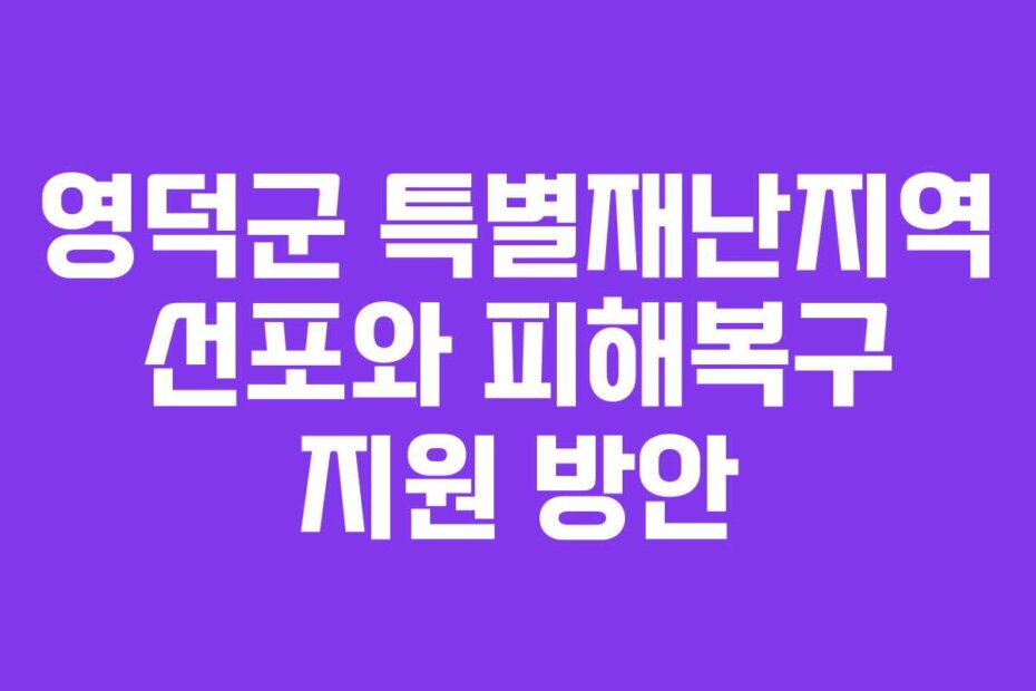영덕군 특별재난지역 선포와 피해복구 지원 방안