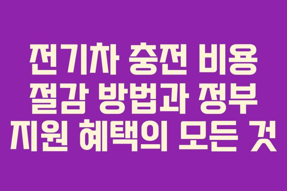 전기차 충전 비용 절감 방법과 정부 지원 혜택의 모든 것
