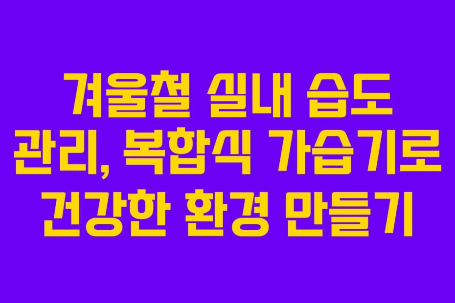 겨울철 실내 습도 관리, 복합식 가습기로 건강한 환경 만들기