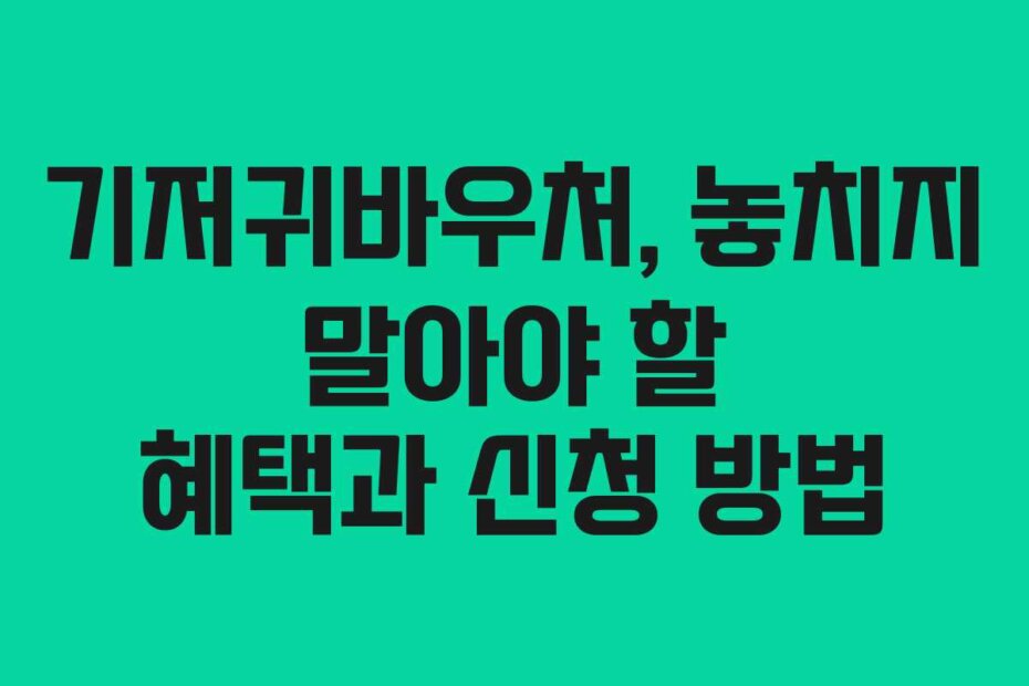 기저귀바우처, 놓치지 말아야 할 혜택과 신청 방법
