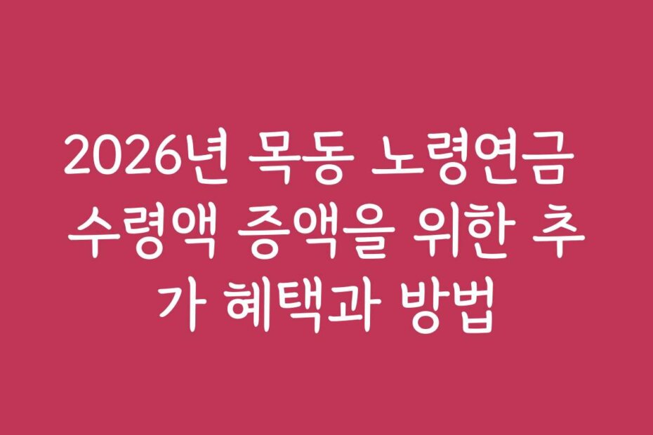 2026년 목동 노령연금 수령액 증액을 위한 추가 혜택과 방법