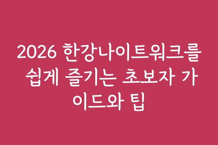 2026 한강나이트워크를 쉽게 즐기는 초보자 가이드와 팁