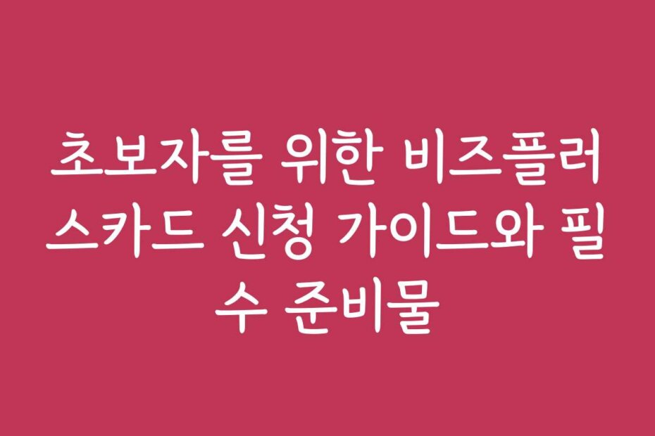 초보자를 위한 비즈플러스카드 신청 가이드와 필수 준비물