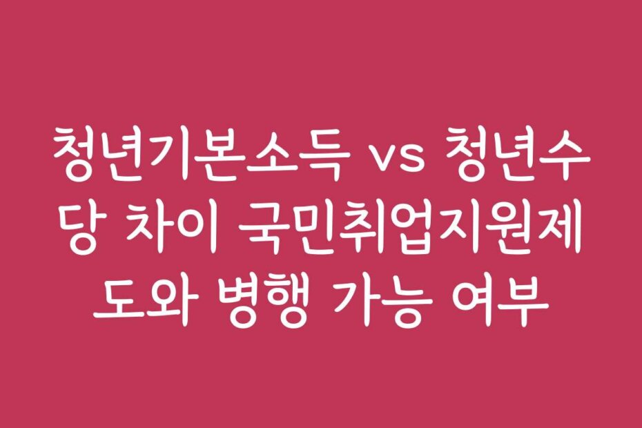 청년기본소득 vs 청년수당 차이 국민취업지원제도와 병행 가능 여부