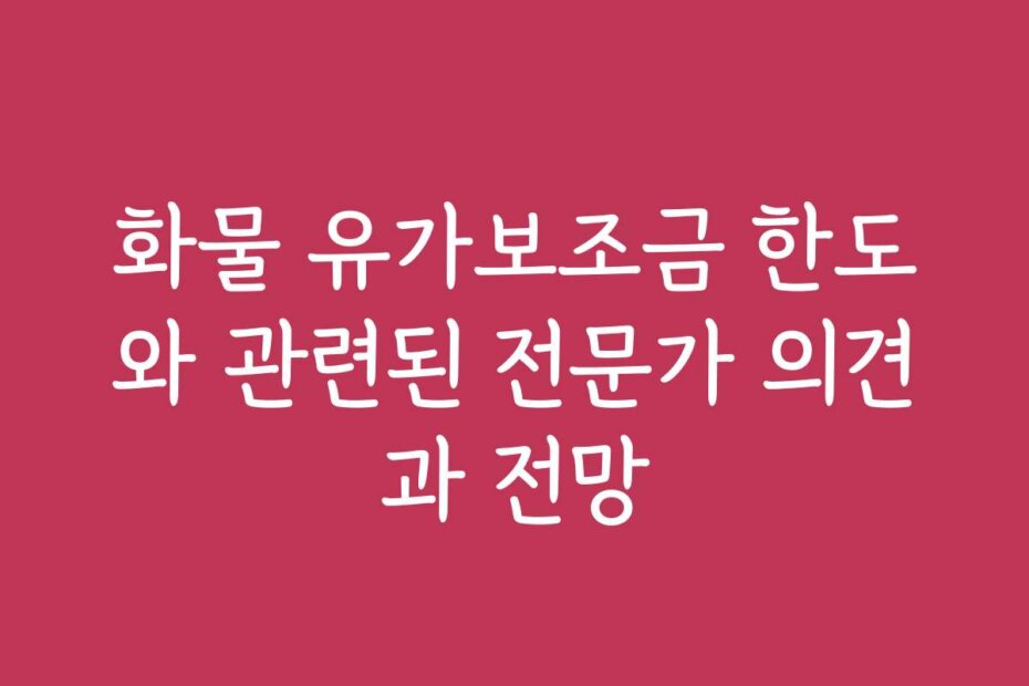 화물 유가보조금 한도와 관련된 전문가 의견과 전망