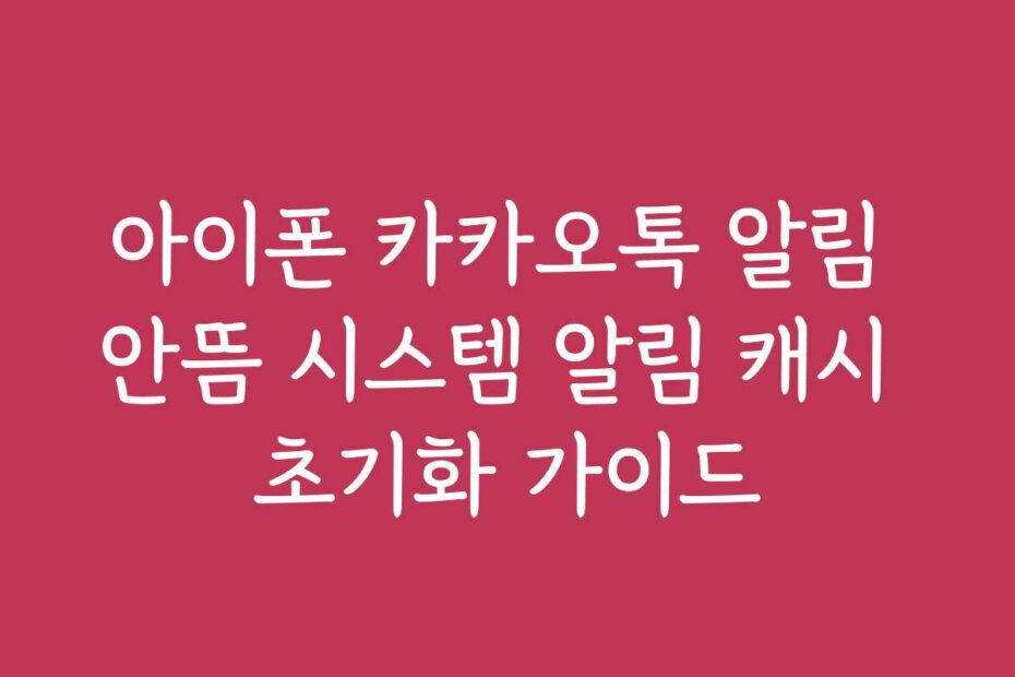 아이폰 카카오톡 알림 안뜸 시스템 알림 캐시 초기화 가이드