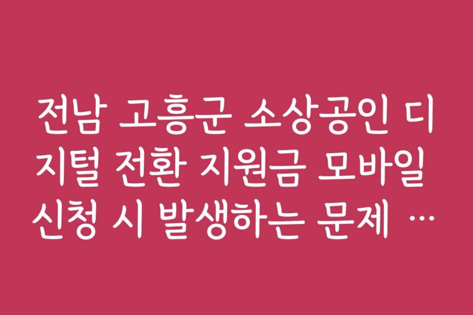 전남 고흥군 소상공인 디지털 전환 지원금 모바일 신청 시 발생하는 문제 해결법