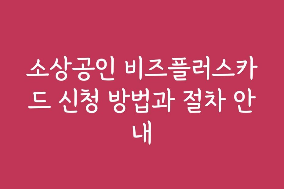 소상공인 비즈플러스카드 신청 방법과 절차 안내