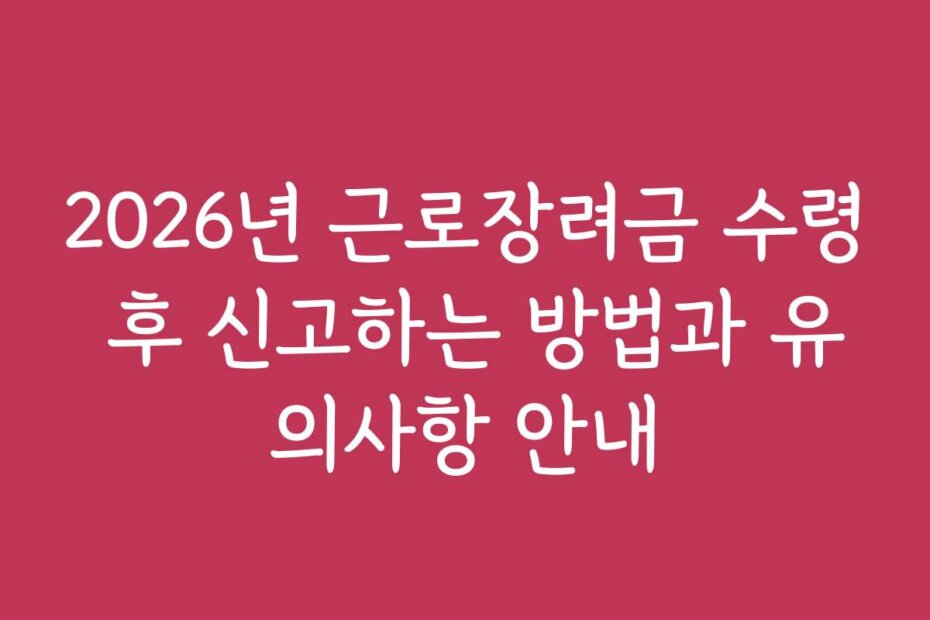 2026년 근로장려금 수령 후 신고하는 방법과 유의사항 안내