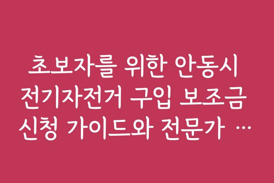 초보자를 위한 안동시 전기자전거 구입 보조금 신청 가이드와 전문가 추천 모델 리스트를 소개합니다