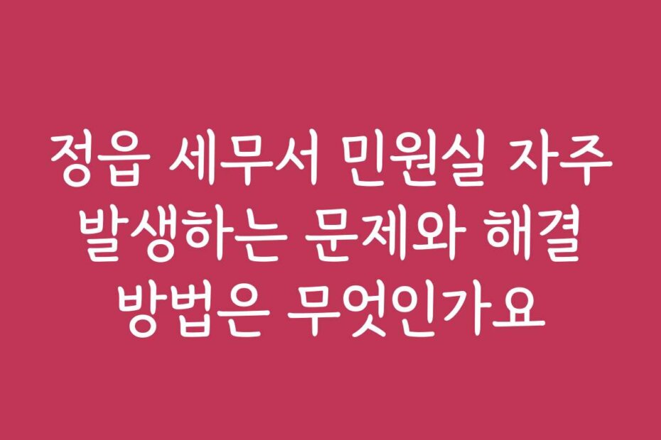 정읍 세무서 민원실 자주 발생하는 문제와 해결 방법은 무엇인가요