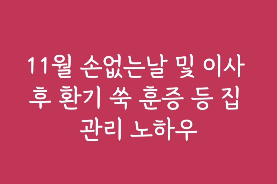 11월 손없는날 및 이사 후 환기 쑥 훈증 등 집 관리 노하우