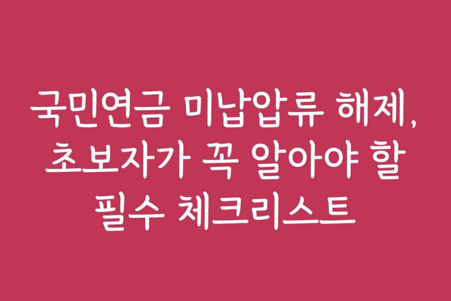 국민연금 미납압류 해제, 초보자가 꼭 알아야 할 필수 체크리스트