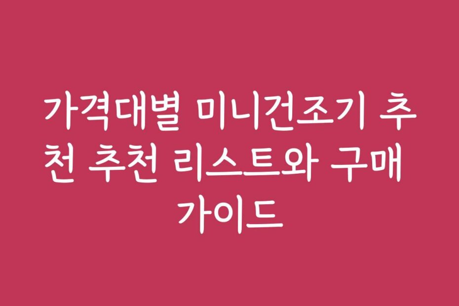 가격대별 미니건조기 추천 추천 리스트와 구매 가이드
