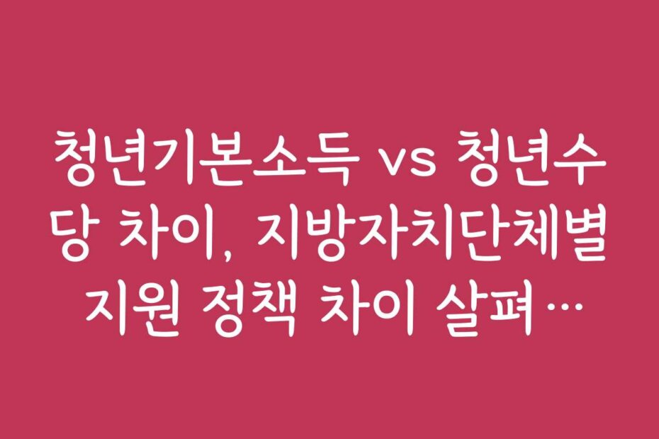 청년기본소득 vs 청년수당 차이, 지방자치단체별 지원 정책 차이 살펴보기
