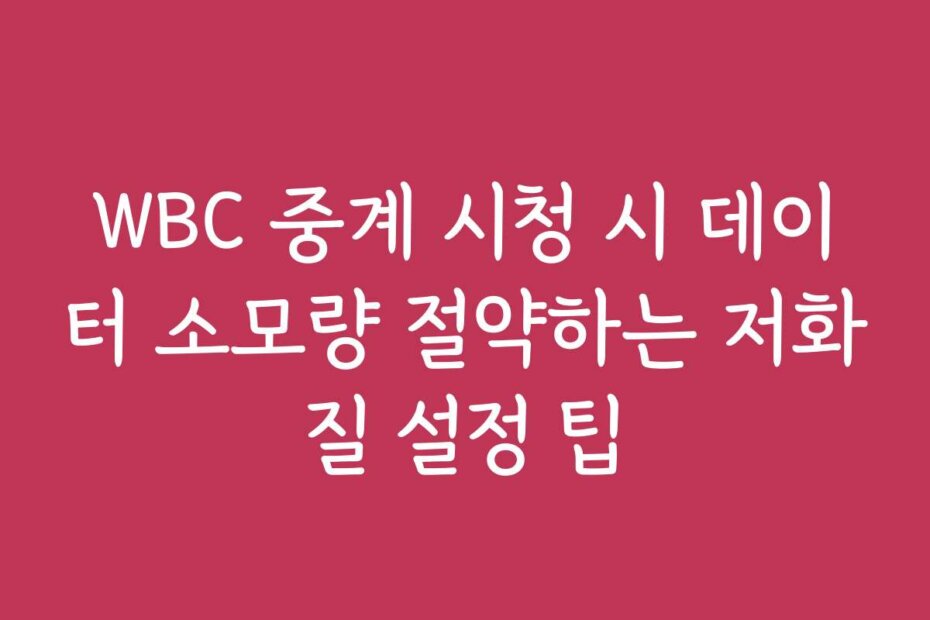 WBC 중계 시청 시 데이터 소모량 절약하는 저화질 설정 팁