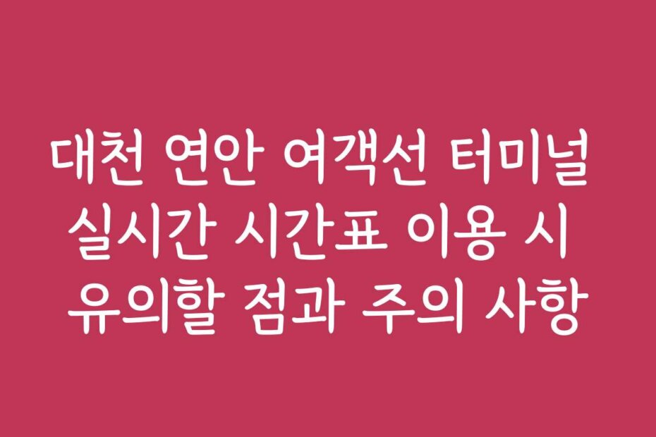 대천 연안 여객선 터미널 실시간 시간표 이용 시 유의할 점과 주의 사항