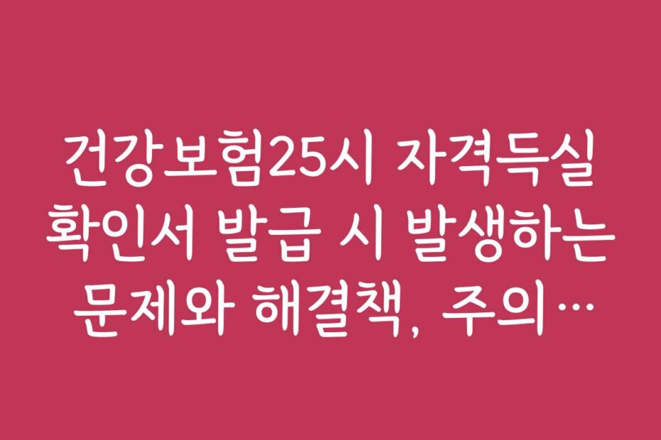 건강보험25시 자격득실확인서 발급 시 발생하는 문제와 해결책, 주의사항을 정리했어요