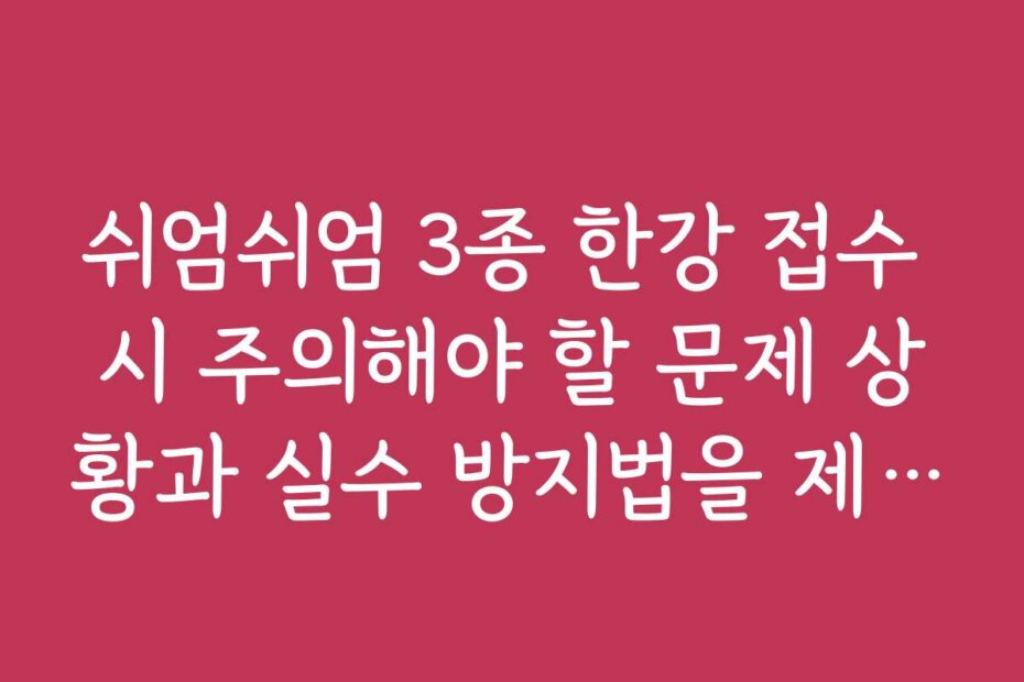 쉬엄쉬엄 3종 한강 접수 시 주의해야 할 문제 상황과 실수 방지법을 제시합니다
